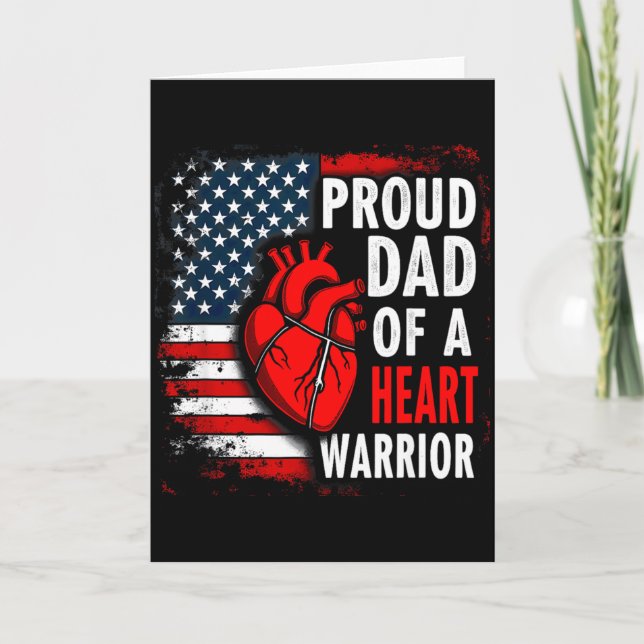 Us Flag Chd Awareness Proud Dad Of A Heart Warrior Karte (Vorderseite)