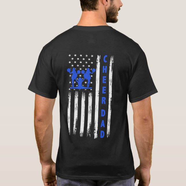 US Flag Cheer Dad Cheerleading Cheer T-Shirt (Rückseite)