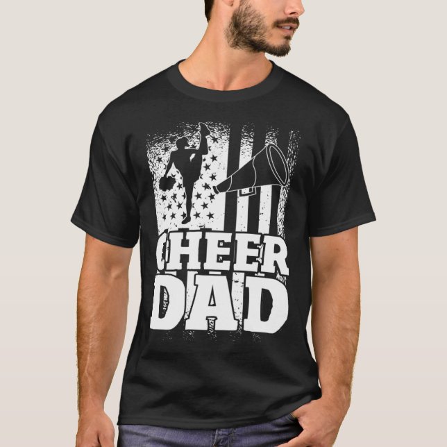 US Flag Cheerleading Father Cheer Dad T-Shirt (Vorderseite)