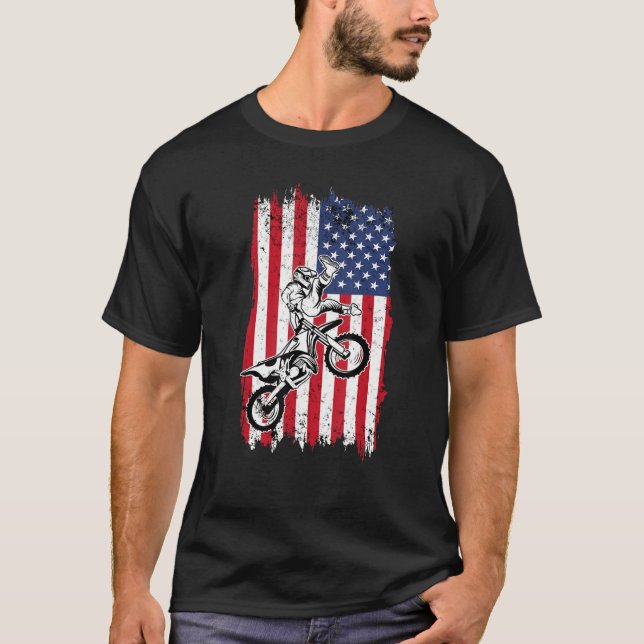 US Flag Dirt Bike Fly Shirt  Motocross US Dirt Bik (Vorderseite)