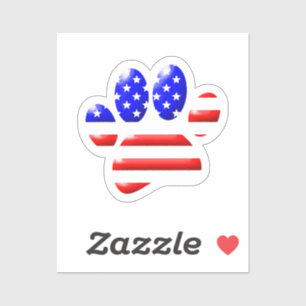 US Flag Dog Paw Print Aufkleber