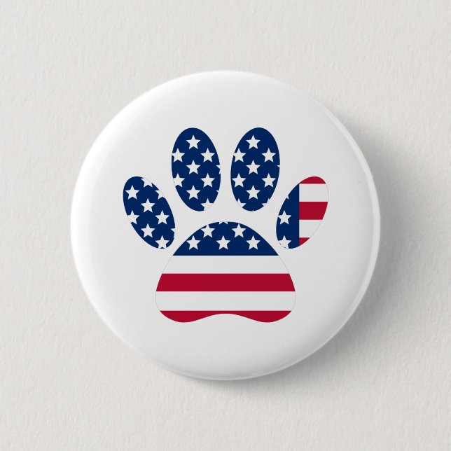 US Flag Dog Paw Print Button (Vorderseite)