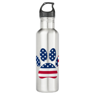 US Flag Dog Paw Print Edelstahlflasche