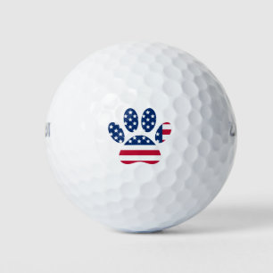 US Flag Dog Paw Print Golfball