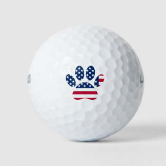 US Flag Dog Paw Print Golfball