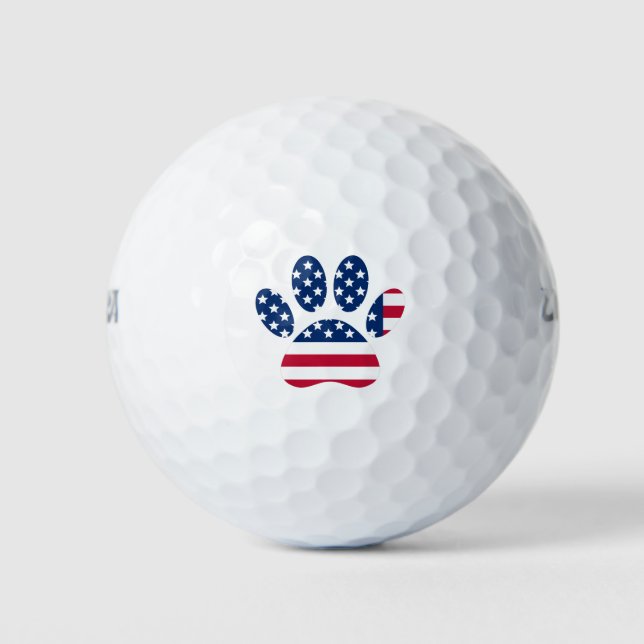 US Flag Dog Paw Print Golfball (Vorderseite)