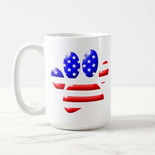 US Flag Dog Paw Print Kaffeetasse (Links)