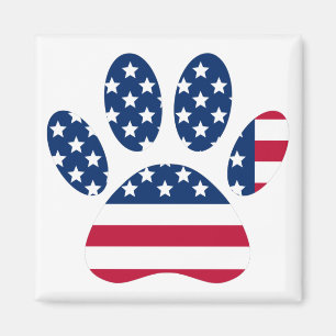 US Flag Dog Paw Print Magnet