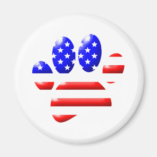 US Flag Dog Paw Print Magnet