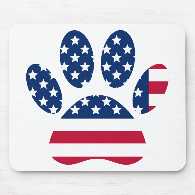 US Flag Dog Paw Print Mousepad (Vorne)