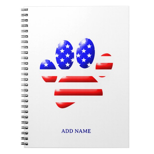 US Flag Dog Paw Print Notizblock (Vorderseite)