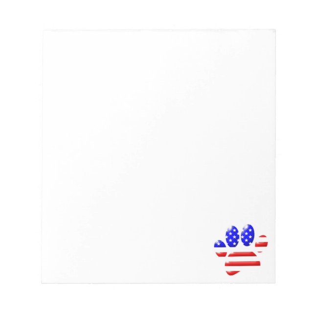 US Flag Dog Paw Print Notizblock (Vorderseite)