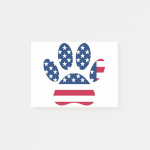 US Flag Dog Paw Print Post-it Klebezettel