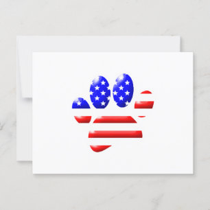 US Flag Dog Paw Print Postkarte