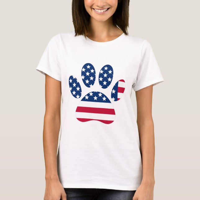 US Flag Dog Paw Print T-Shirt (Vorderseite)
