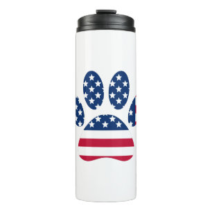 US Flag Dog Paw Print Thermosbecher