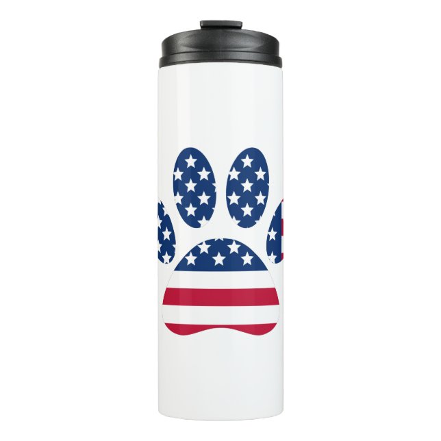 US Flag Dog Paw Print Thermosbecher (Vorderseite)