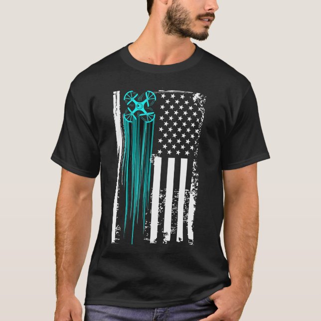 US Flag Drone T-Shirt (Vorderseite)
