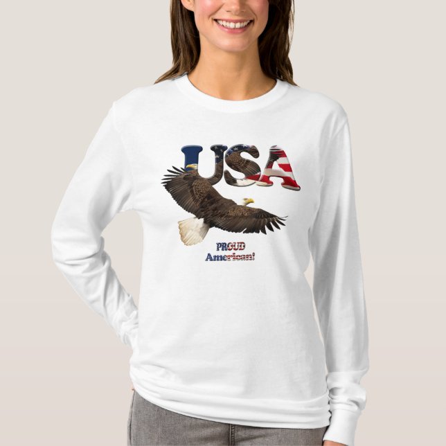 US FLAG & EAGLE USA Stil Ladys Shirt (Vorderseite)