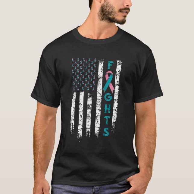 US Flag Fighter Brca Awareness T-Shirt (Vorderseite)