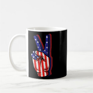 Us-Flag-Friedenszeichen-Hand-4. Juli-Patriotisch-A Kaffeetasse