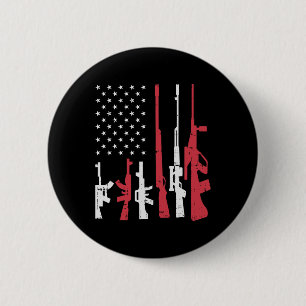 US Flag Guns Funny American Pride 4. Juli Pat Button