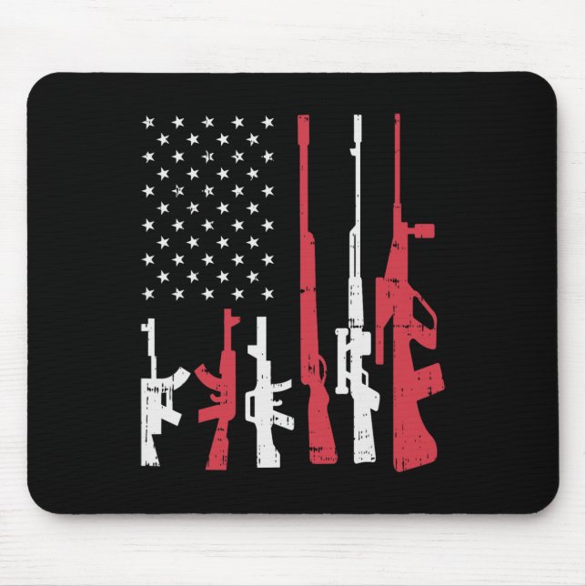 US Flag Guns Funny American Pride 4. Juli Pat Mousepad (Vorne)