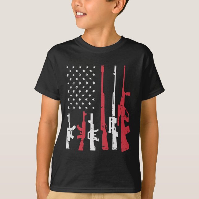US Flag Guns Funny American Pride 4. Juli Pat T-Shirt (Vorderseite)