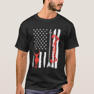 US Flag Hirsch Bow Jagd Patriotischer Bogenschütze T-Shirt
