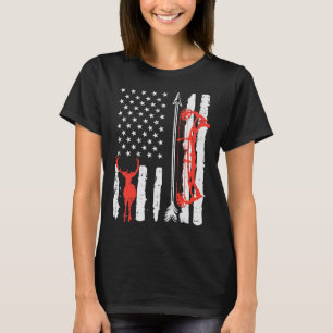 US Flag Hirsch Bow Jagd Patriotischer Bogenschütze T-Shirt
