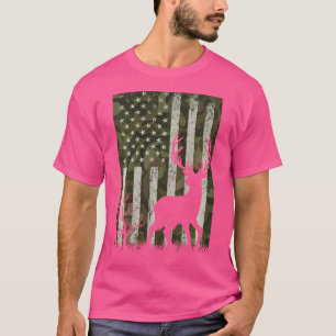 US Flag Hirschelch Buck Camoflage Jäger Vater T-Shirt