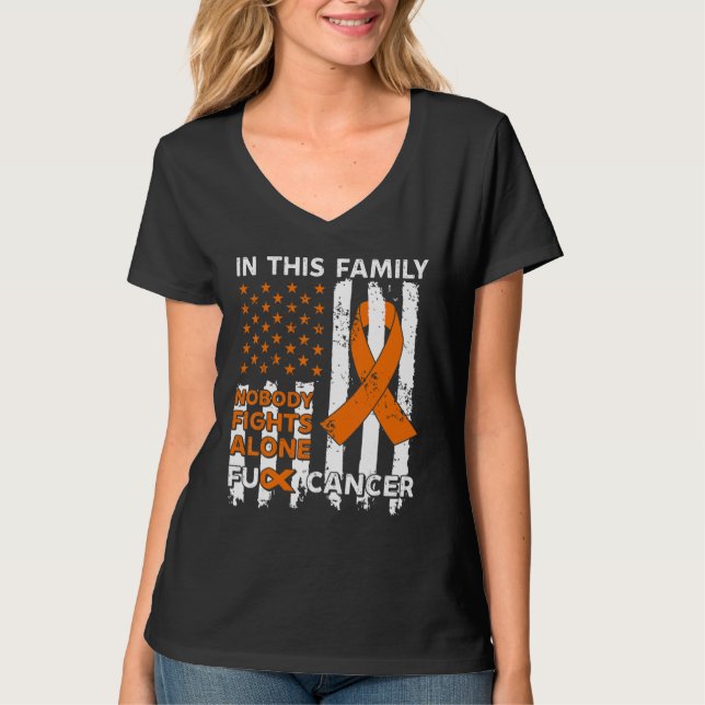 US flag in this family nobody fights alone orange  T-Shirt (Vorderseite)