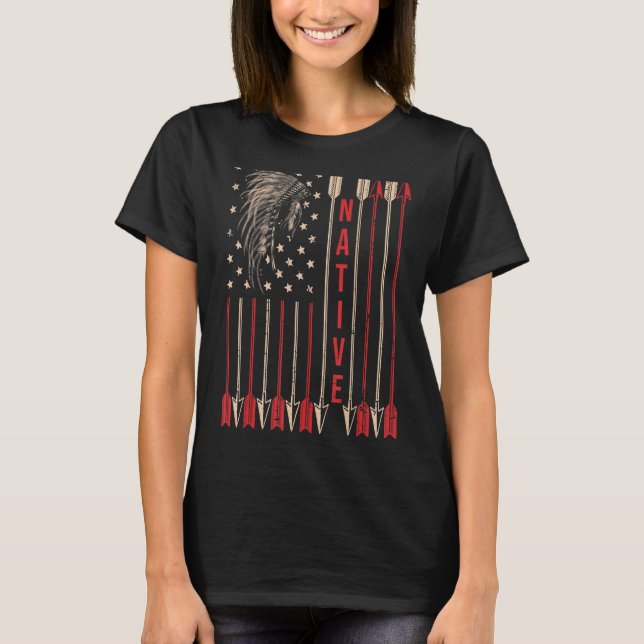 US Flag Indianerblut als Indianerstäbchen T-Shirt (Vorderseite)
