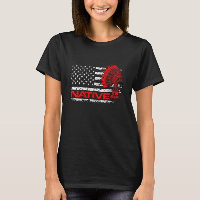 US Flag Indianerblut als Indianerstäbchen T-Shirt (Vorderseite)