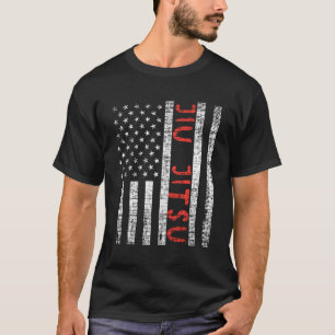 Us Flag Jiu Jitsu Patriotic Bjj Sportmartial Art T-Shirt