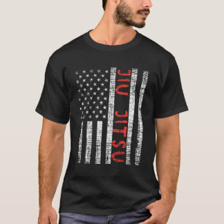 Us Flag Jiu Jitsu Patriotic Bjj Sportmartial Art T-Shirt