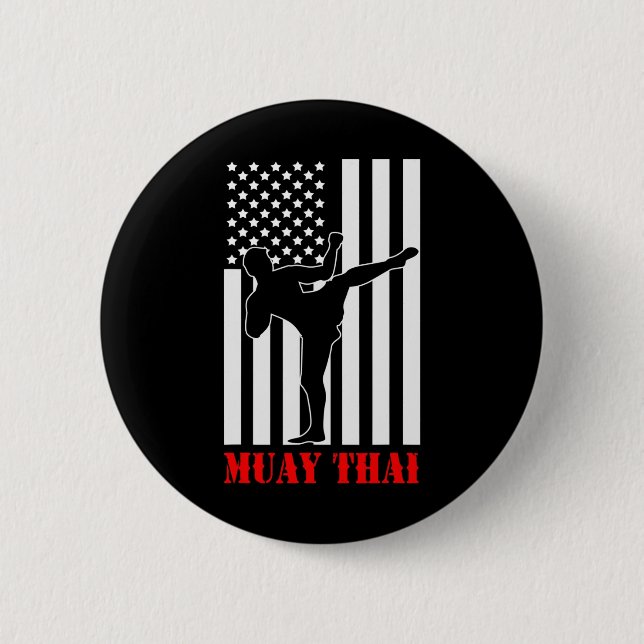 Us Flag Kickboxing Martial Arts Fighter Muay Thai  Button (Vorderseite)