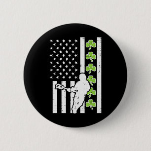 US Flag Kleeblatt Lacrosse Vintag Lax St Patrick D Button