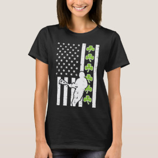 US Flag Kleeblatt Lacrosse Vintag Lax St Patrick D T-Shirt