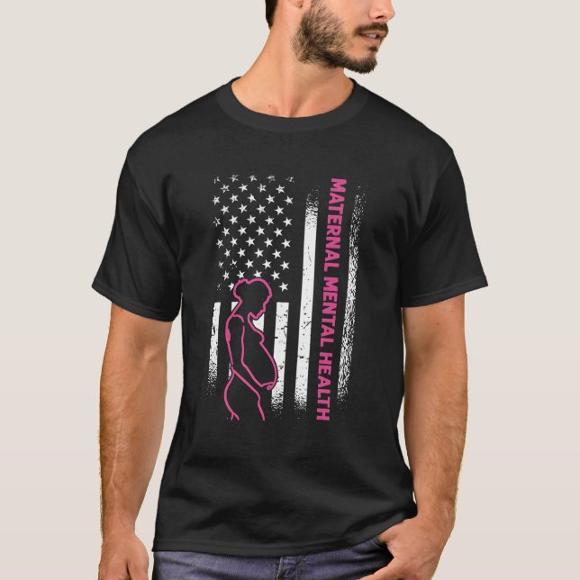US Flag Mütterliche Gesundheit Bewusstsein T-Shirt (Vorderseite)