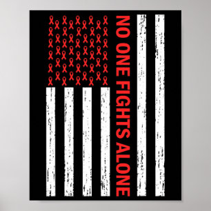 Us Flag Niemand Kämpft Allein Rotes Band Bewusstse Poster