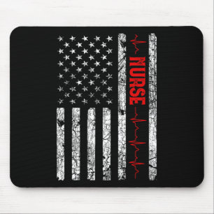 US Flag Nurse Vintag Patriotic Nurse American Fal Mousepad