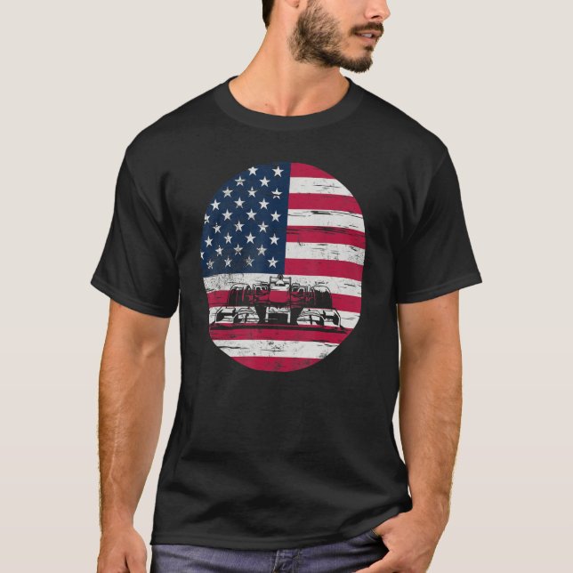 US Flag Patriot Formula Racing Lovers Car Fan_2 T-Shirt (Vorderseite)