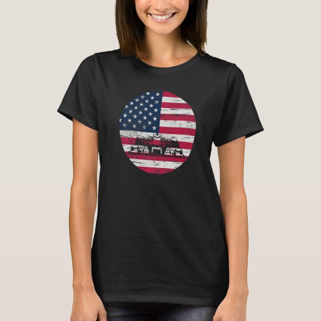 US Flag Patriot Formula Racing Lovers Car Fan Prem T-Shirt (Vorderseite)