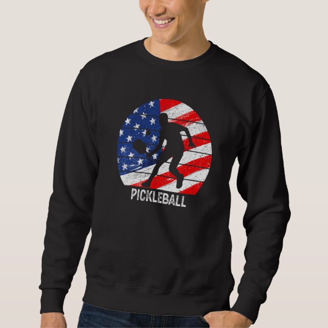 US Flag Pickleball Player Paddleball Lover Men Wom Sweatshirt (Vorderseite)