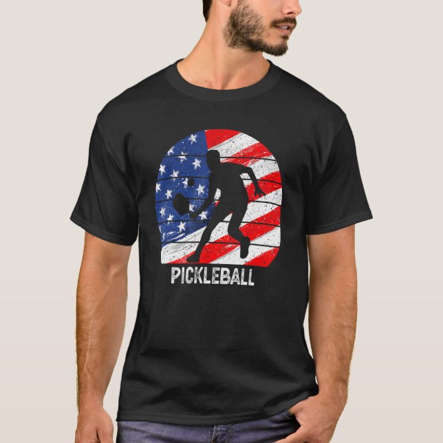 US Flag Pickleball Player Paddleball Lover Men Wom T-Shirt (Vorderseite)