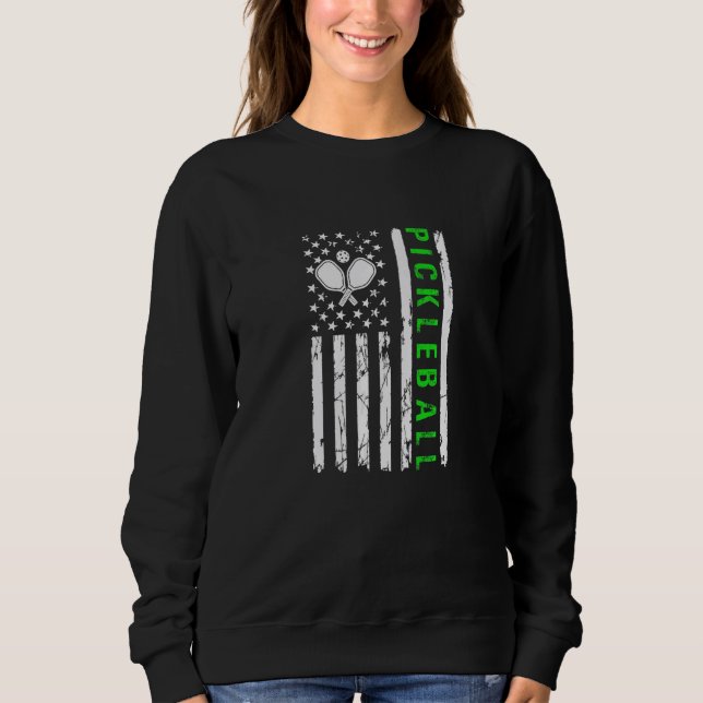 US Flag Pickleball Player Paddleball Lover Premium Sweatshirt (Vorderseite)
