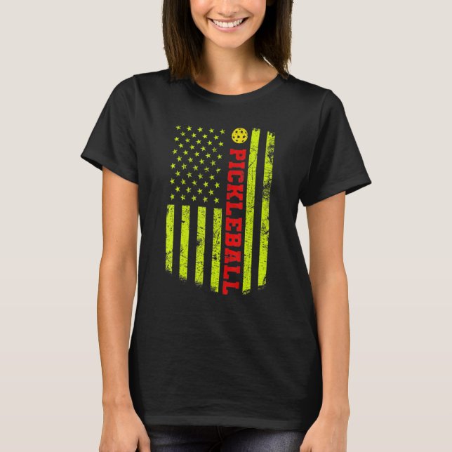 US Flag Pickleball Player Paddleball Lover T-Shirt (Vorderseite)