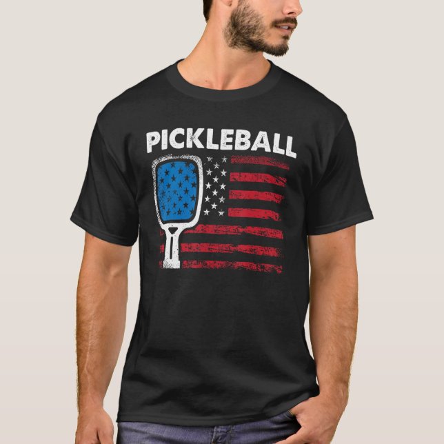 US Flag Pickleball Player Paddleball T-Shirt (Vorderseite)