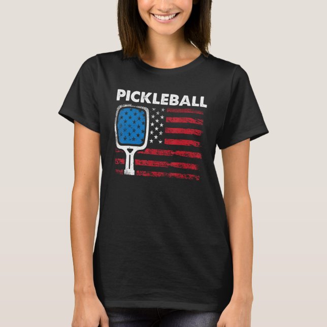 US Flag Pickleball Player Paddleball T-Shirt (Vorderseite)